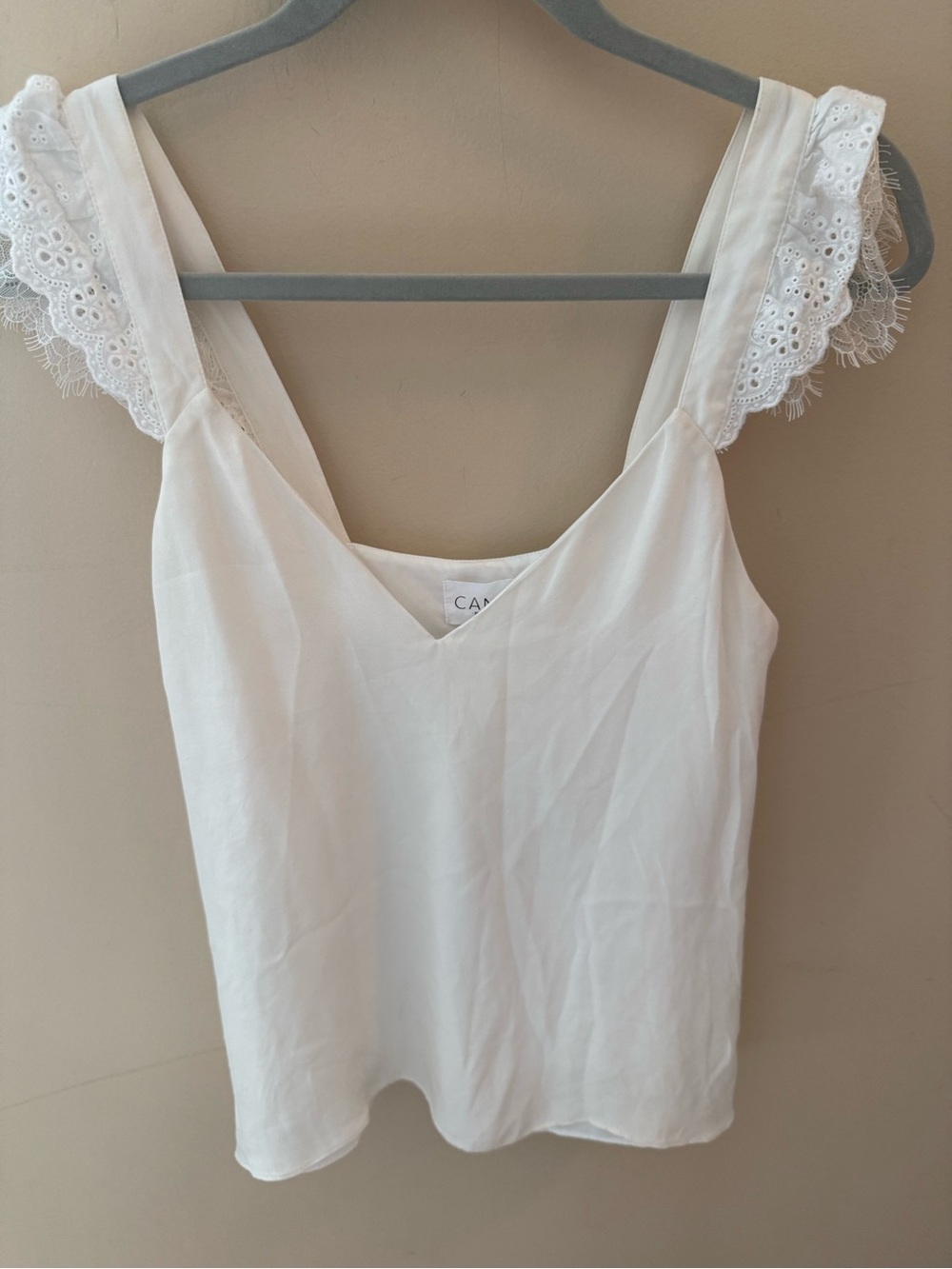 CAMI NYC The Juliette White Eyelet Silk Cami Tank Top - Size XS